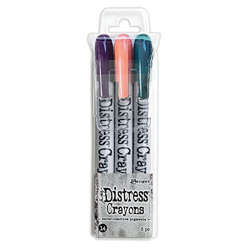 Ranger Ink Tim Holtz Distress Crayons Set 14 – TDBK82293 Januar 2023 – Villainous Potion, Salzwasser Taffy und Uncharted Mariner von Ranger Ink Pads and Refills