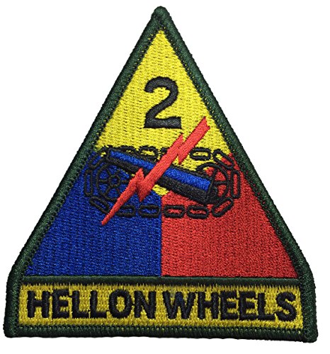 Aufnäher, Motiv: 2nd Armored Division Hell on Wheels US Army Full Color Militär Streitkräfte DIY Applikation bestickt zum Aufnähen oder Aufbügeln von Ranger Return