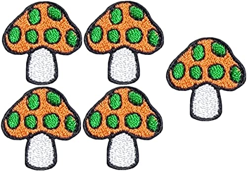 Ranger Return Mini-Pilz-Aufkleber, klein, zum Aufnähen oder Aufbügeln, bestickt, Orange und Grün, 5 Stück (MUSH-ORGN04-MINI5) von Ranger Return