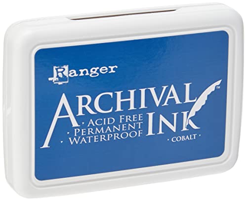 Ranger AIP31444 Stempelkissen Cobalt Archival Dye Permanent Wasserdicht, Kobalt, 1 Stück von Ranger