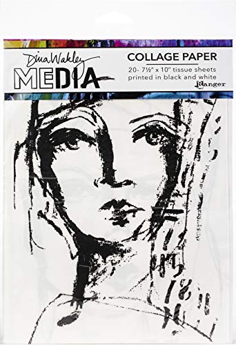 Ranger Dina Wakley Media Collage Seidenpapier, 19,1 x 25,4 cm, 20 Stück, schwarz von Ranger