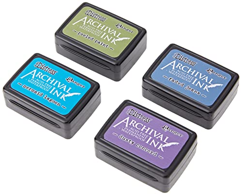 Ranger RGRAITK.64862 AITK64862 Distress Archival Mini Ink Kit 2 – geschälte Farbe/Mermaid Lagoon/verblasste Jeans/Dusty Concord, Kunststoff, verschieden, 4 Pads Ranger RGRAITK.64862 AITK64862 Distress Archival Mini Ink Kit 2 – geschälte Farbe/Mermaid Lagoon/verblasste Jeans/Dusty Concord, Kunststoff, verschieden, 4 Pads von Ranger