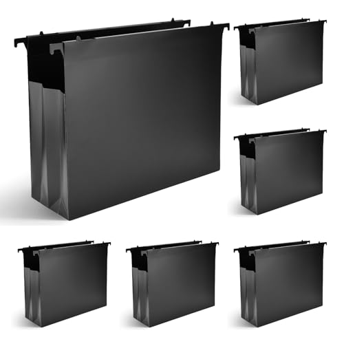 Hängeregistraturordner aus Kunststoff, extra Kapazität, 10,2 cm, ausziehbar, Akkordean-Ordner mit einziehbarem Haken, fester Hängemappen-Organizer für Büro, Zuhause, Schule, 6 Packungen von Ranjaner