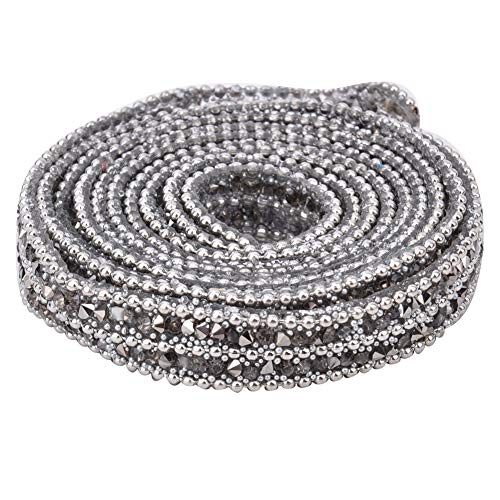 Rankomu Kristall-Strassband, Kristall-Glas-Strass-Perlenkette, 1 m x 1 cm, Hotfix-Band für Hochzeitskleid und Jeans, Dekoration, transparentes Grau, zum Aufbügeln Rankomu Kristall-Strassband, Kristall-Glas-Strass-Perlenkette, 1 m x 1 cm, Hotfix-Band für Hochzeitskleid und Jeans, Dekoration, transparentes Grau, zum Aufbügeln von Rankomu