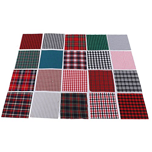 Rankomu Stoffquadrate für Bastelarbeiten, kariert, 25 x 25 cm, kräftige helle Farben, klassisches Muster, weich, atmungsaktiv, Baumwoll-Steppstoff, farbecht, zum Basteln und Quilten, 20 Stück Rankomu Stoffquadrate für Bastelarbeiten, kariert, 25 x 25 cm, kräftige helle Farben, klassisches Muster, weich, atmungsaktiv, Baumwoll-Steppstoff, farbecht, zum Basteln und Quilten, 20 Stück von Rankomu