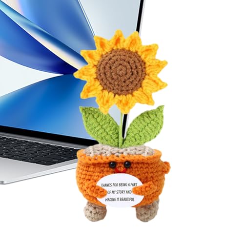 Ranley Gehäkelte Sonnenblume - Inspirierende Häkelblumen,Handgewebte künstliche Blume, inspirierende Heimdekoration für Schminktisch, Bücherregal und Nachttisch Ranley Gehäkelte Sonnenblume - Inspirierende Häkelblumen,Handgewebte künstliche Blume, inspirierende Heimdekoration für Schminktisch, Bücherregal und Nachttisch von Ranley