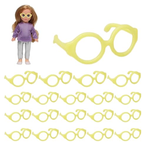 Ranley Mini-Puppenbrillen,Puppenbrillen | Linsenlose Puppenbrille | Puppen-Anzieh-Requisiten, 20 kleine Gläser, Puppen-Anzieh-Brillen für DIY-Zubehör, Puppen-Anziehzubehör von Ranley