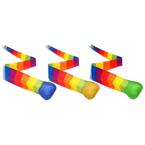 Ranley Regenbogen Ball - 3 Stück Schweifbälle mit Regenbogenfarben,Bunte Spielplatzspielzeuge Wurfspiel Für Kinder Erwachsene Draußen Drinnen Park von Ranley