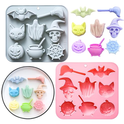 Ranley Silikonformen Halloween - Backform für hausgemachte Kuchen,2 Stücke Einfaches Entformen für Kuchen Seife Süßigkeiten Halloween Hochzeit Hausbäcker Bastelbedarf von Ranley