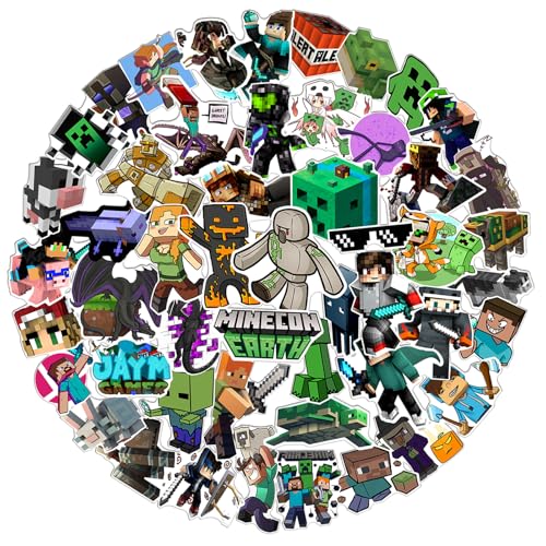 50 Pcs Sticker Set, Minecrafts Graffiti Aufkleber Kinder, Wasserfest Stickers für Mädchen Jungen Koffer Skateboard Laptop Kühlschrank Fahrräder DIY Scrapbooking Spielzeug Deko Kindergeburtstag von Ranlufly