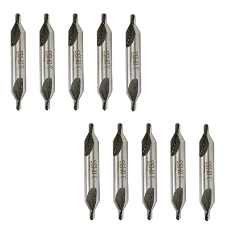 Rannb Zentrierbohrer, 3 mm Spitzendurchmesser, HSS-Zentrierbohrer, Kegelsenker, Werkzeuge für Drehmaschine und Metallbearbeitung, 10 Stück Rannb Zentrierbohrer, 3 mm Spitzendurchmesser, HSS-Zentrierbohrer, Kegelsenker, Werkzeuge für Drehmaschine und Metallbearbeitung, 10 Stück von Rannb