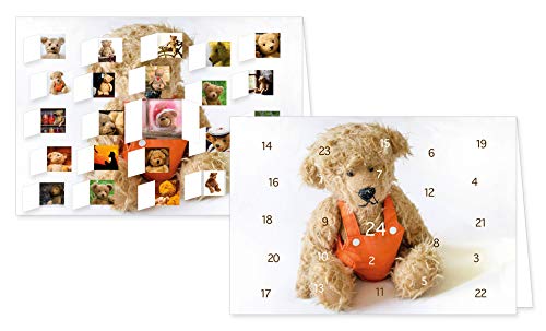 RASW078 -" Teddy" Adventskalender-Doppelkarte - 12,5 x 18,5 cm mit hochwertigem Kuvert von Rannenberg & Friends