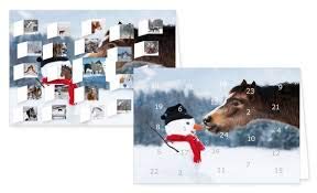 RASW084 - " Pferde im Schnee " Adventskalender-Doppelkarte - 12,5 x 18,5 cm mit hochwertigem Kuvert von Rannenberg & Friends