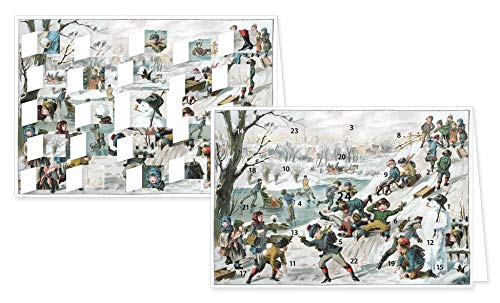 RASW100 -" Winterfreuden" Adventskalender-Doppelkarte - 12,5 x 18,5 cm mit hochwertigem Kuvert von Rannenberg & Friends