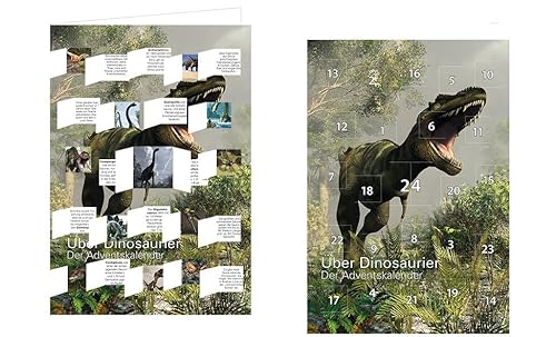 RASW115 | Motiv: "Dinosaurier" | Adventskalender-Doppelkarte - 12,5 x 18,5 cm | mit hochwertigem Kuvert von Rannenberg & Friends
