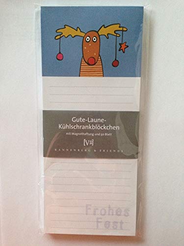 Rannenberg Kühlschrankblöckchen "Elch mit Weihnachtsschmuck" Kühlschrankblock Magnetblock Notizblock Magnet von Rannenberg & Friends