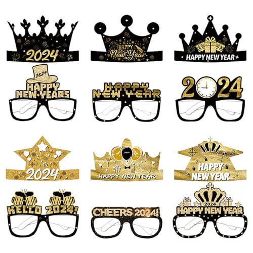 Ranuw 6 Stück Kostüm Brille Sonnenbrille Bühne Futuristische Requisiten 2024 Neujahr Requisiten Party Requisiten 2024 Brille Brillengestell Für Männer von Ranuw
