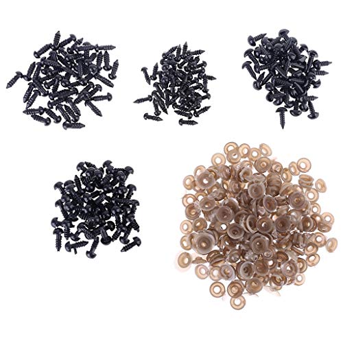 Ranuw Schwarze Kunststoff Bastelschrauben Sicherheitsaugen Nase 5–7 Mm Für DIY Set Mit Unterlegscheibe Für Bären Weiche Puppen Bastelspielzeug Tierfilzaugen von Ranuw