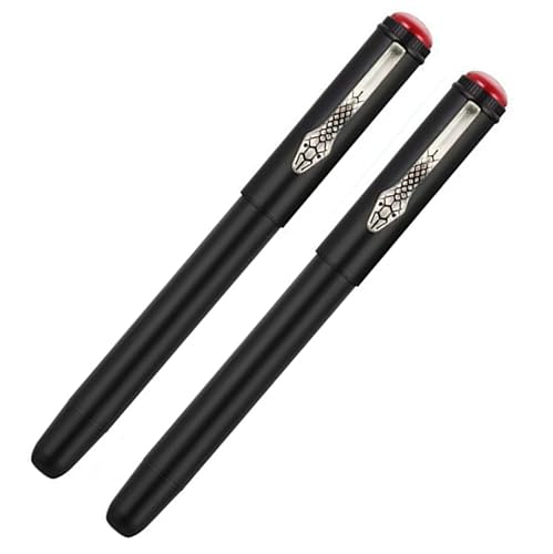 Ranvi Jinhao 025 Füllfederhalter, Schlangenclip mit Tintenkonverter, 2 Stück (extra feine Feder und feine Feder), Mattschwarz von Ranvi