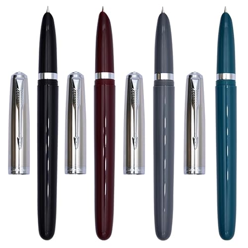Ranvi Jinhao 86 Füllfederhalter mit extra feiner Feder mit Tintenkonverter (Rot, Grau, Schwarz, Grün), 4 Stück von Ranvi