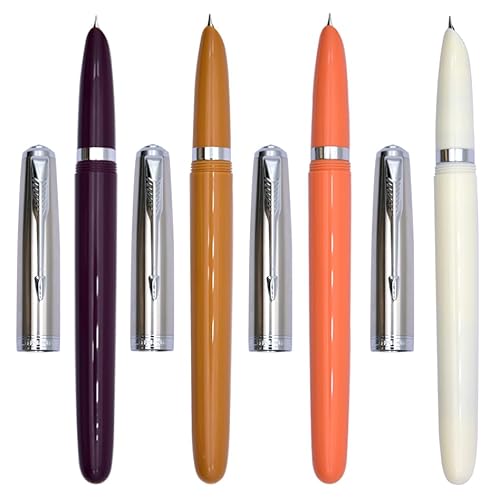 Ranvi Jinhao 86 Füllfederhalter mit extra feiner Feder mit Tintenkonverter (Weiß, Orange, Braun, Violett), 4 Stück von Ranvi