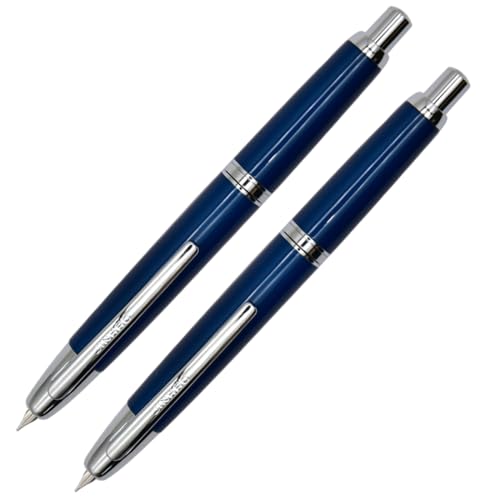 Ranvi Jinhao Füllfederhalter mit 10 Pressen, einziehbarer Metallstift (extra feine Spitze und feine Spitze) mit Tintenkonverter (blau), 2 Stück von Ranvi