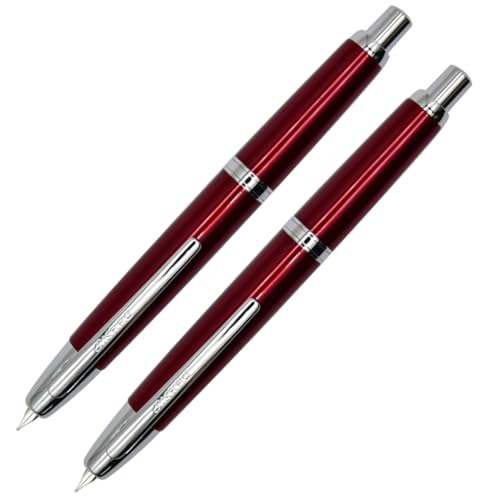Ranvi Jinhao Füllfederhalter mit 10 Pressen, einziehbarer Metallstift (extra feine Spitze und feine Spitze) mit Tintenkonverter (rot) von Ranvi