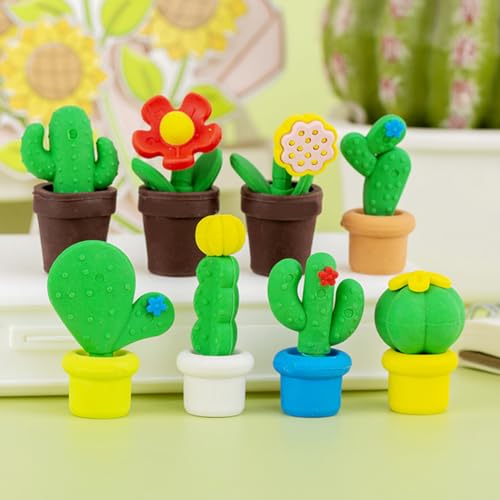 Ranvi Kaktus-Radiergummi-Set, 8 Boxen (32 Stück) Radiergummis für Belohnungen im Klassenzimmer, Preise und Partygeschenke von Ranvi