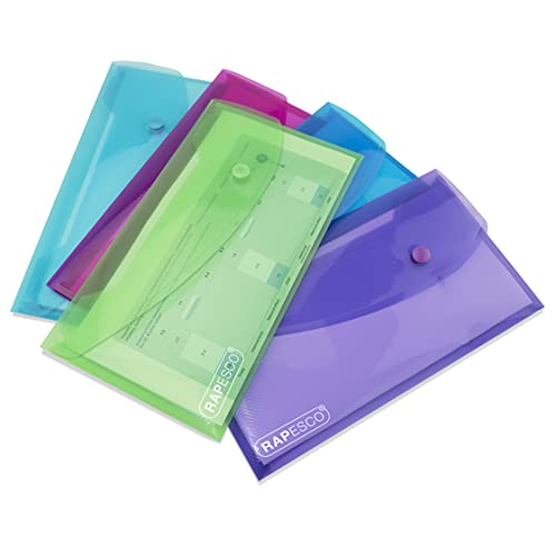 Rapesco 0690 Dokumentenmappe mit Druckknopf, DL, Sortierte Transparente Farben, 5 Stück Rapesco 0690 Dokumentenmappe mit Druckknopf, DL, Sortierte Transparente Farben, 5 Stück von Rapesco