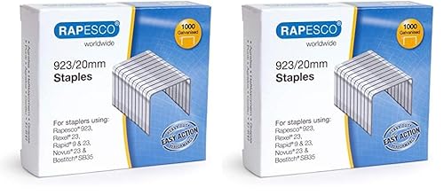 Rapesco 1241 923/20mm, Typ 23 verzinkte Heftklammern, 1000 Stück (Packung mit 2) von Rapesco
