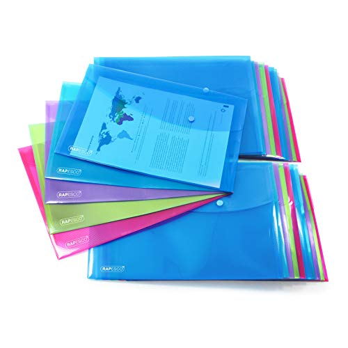 Rapesco 1494 Dokumentenmappe mit Druckknopf, A4+, Sortierte Farben, 20 Stück Rapesco 1494 Dokumentenmappe mit Druckknopf, A4+, Sortierte Farben, 20 Stück von Rapesco