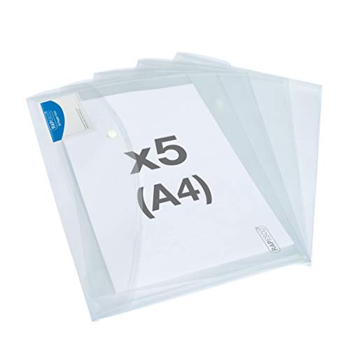Rapesco 1629 A4+ Druckknopfmappe mit Visitenkartensicht, Transparent, 5 Stück Rapesco 1629 A4+ Druckknopfmappe mit Visitenkartensicht, Transparent, 5 Stück von Rapesco