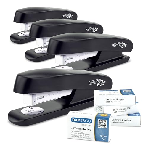 Rapesco 1756 Business Pack: 4 ECO Halbstreifenheftgerät und 4 Schachteln mit Jeweils 1000 26/6mm Heftklammern, 20 Blatt Kapazität, Schwarz Rapesco 1756 Business Pack: 4 ECO Halbstreifenheftgerät und 4 Schachteln mit Jeweils 1000 26/6mm Heftklammern, 20 Blatt Kapazität, Schwarz von Rapesco