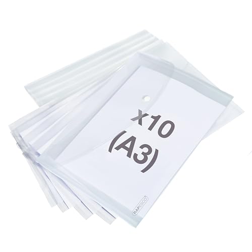 Rapesco 1817 ECO Dokumentenmappe mit Druckknopf, A3, Transparent, 10 Stück Rapesco 1817 ECO Dokumentenmappe mit Druckknopf, A3, Transparent, 10 Stück von Rapesco