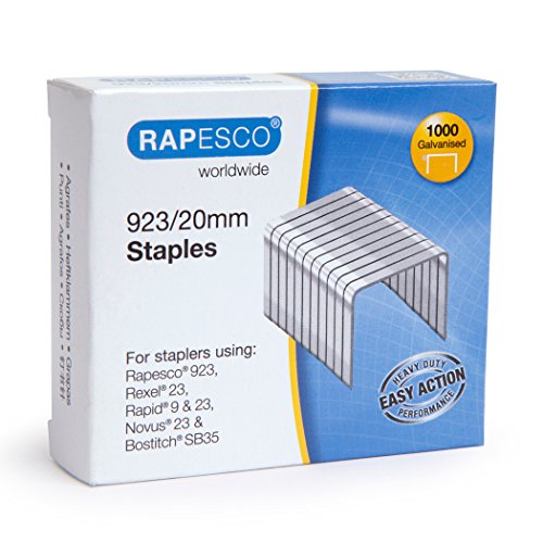 Rapesco 3 Packungen à 1000 Heftklammern, verzinkt, 923/20 mm, Typ 23 von Rapesco