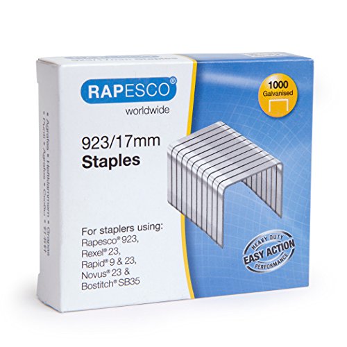 Rapesco Heftklammern, Klammern, Tackerklammern, verzinkt, 923/17 mm, Typ 23, 3 Packungen mit je 1000 Stück Rapesco Heftklammern, Klammern, Tackerklammern, verzinkt, 923/17 mm, Typ 23, 3 Packungen mit je 1000 Stück von Rapesco