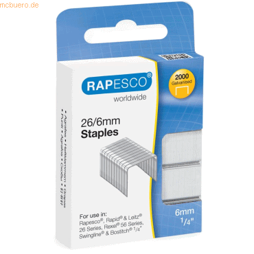 Rapesco Heftklammern 26/6mm VE=2000 Stück von Rapesco