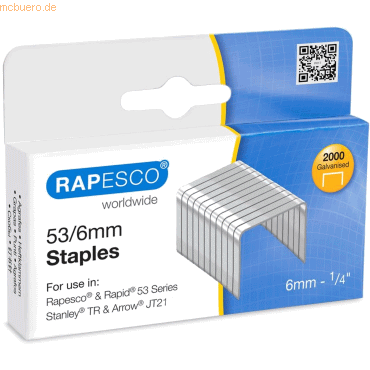 Rapesco Heftklammern 53/6mm verzinkt VE=2.000 Stück von Rapesco