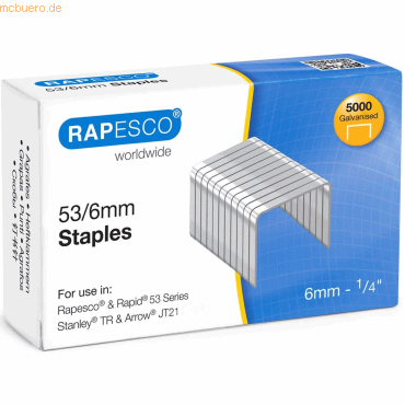 Rapesco Heftklammern 53/6mm verzinkt VE=5.000 Stück von Rapesco
