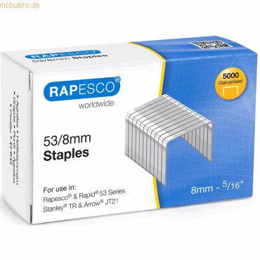 Rapesco Heftklammern 53/8mm verzinkt VE=5.000 Stück von Rapesco