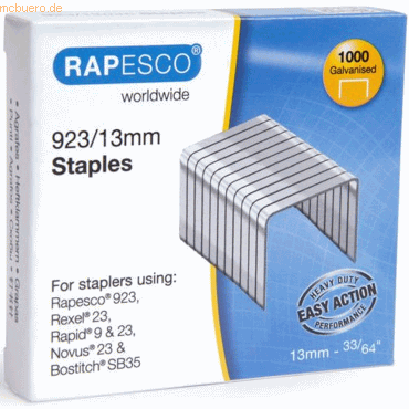 Rapesco Heftklammern 923/13mm verzinkt VE=1.000 Stück von Rapesco