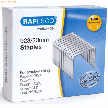 Rapesco Heftklammern 923/20mm VE=1000 Stück von Rapesco