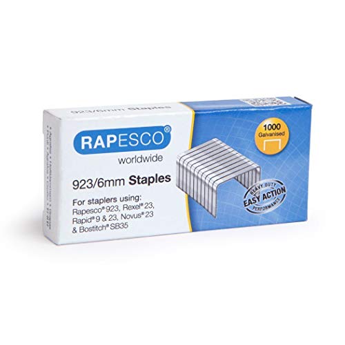Rapesco Heftklammern 923/6 mm, harter Draht, verzinkt, Code: 1235, 4000 Stück von Rapesco