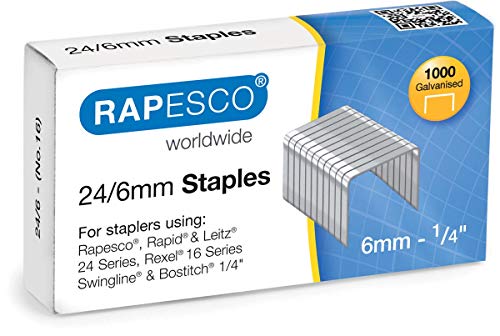 Rapesco S24607Z3 Typ 24/6 mm (No.16) Verzinkte Heftklammern, 1000 Stück von Rapesco