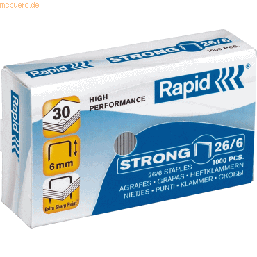 10 x Rapid Heftklammern 26/6 verzinkt Strong VE=1000 Stück von Rapid