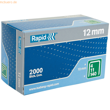 10 x Rapid Tackerklammern Nr. 140 12mm verzinkt VE=2000 Stück von Rapid