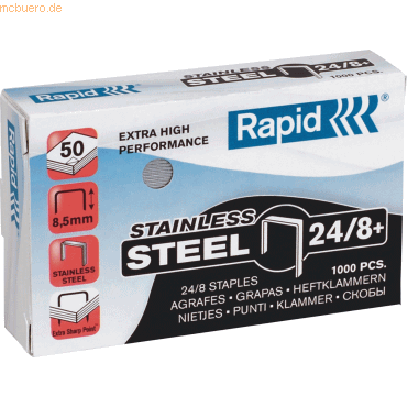 Rapid Heftklammern 24/8+ Edelstahl Super Strong VE=1000 Stück von Rapid