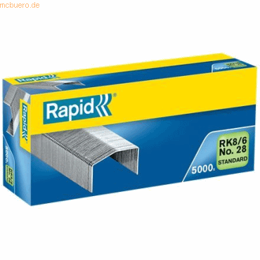 5 x Rapid Heftklammern RK8/6 verzinkt VE=5000 Stück von Rapid