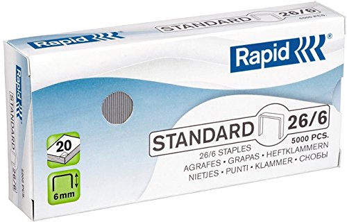 Rapid® Heftklammer, STANDARD, 26/6, verzinkt (5.000 Stück), Sie erhalten 1 Packung á 5000 Stück von Rapid