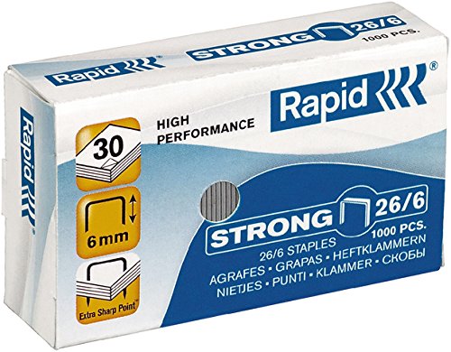 Rapid® Heftklammer, STRONG, 26/6, verzinkt (1.000 Stück), Sie erhalten 1 Packung á 1000 Stück von Rapid